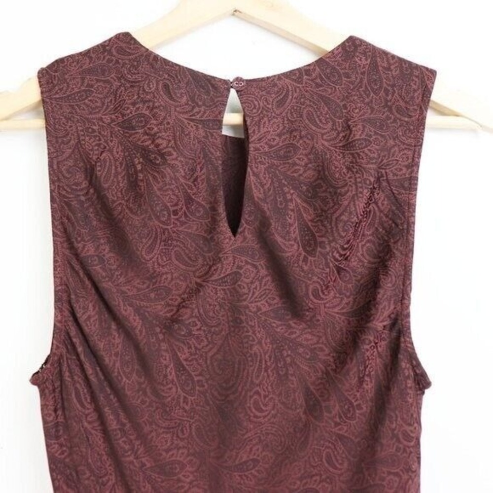 NWT L'Academie The Grazielle Mini Dress Burgundy Medium Paisley Satin Draped - Picture 6 of 7